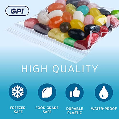 GPI - 1000 Count, 3" x 3" Clear Plastic Square Zip Bags, 2 Mil Thick, Strong & Durable Poly Baggies with Resealable Zip Top Lock for Travel, Storage, Packaging & Shipping - size: 3" x 3"