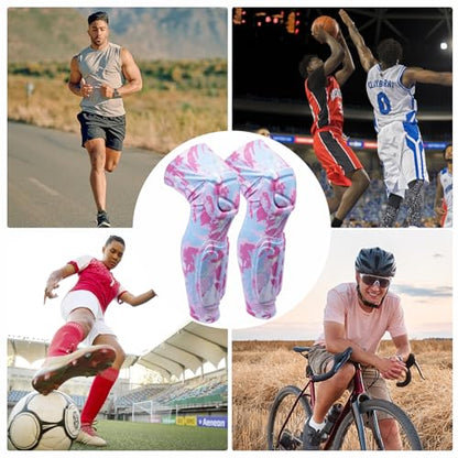 Knee Calf Padded Leg Compression Sleeve Thigh Shin Brace Protective Gear for Football Basketball Volleyball Soccer Baseball Tennis Youth Girls Adult Pink M (1 Pair) - color: Pink, size: X-Large