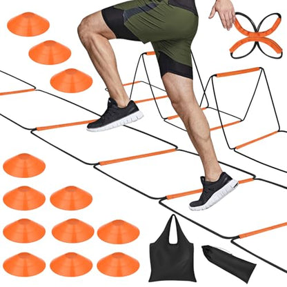 Agility Ladder, Speed Ladder, Agility Ladder Speed Training Equipment, Football Ladder, Footwork Ladder, Training Ladder for Footwork, Foldable Quick Assembly & Non - Tangling & Storage Bag - size: 8 Rungs