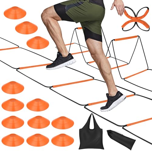 Agility Ladder, Speed Ladder, Agility Ladder Speed Training Equipment, Football Ladder, Footwork Ladder, Training Ladder for Footwork, Foldable Quick Assembly & Non - Tangling & Storage Bag - size: 16 Rungs