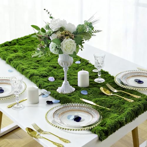 Fake Moss for Crafts 19.68" x 39.37" Artificial Moss for Indoor Plants Decorating Dark Green Faux Grass for Planters Crafts DIY Table Centerpieces Fairy Garden Floral Wedding 50 x 100cm