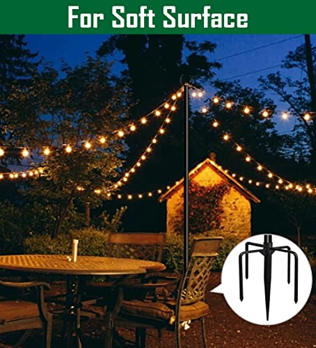 10ft String Light Poles for Soft Surfaces, Light Poles for Outdoor String Light, Perfect for Garden, Backyard, and Patio Lighting Stand for Parties, Wedding - Matte Black Finish - 2 Pack - style: 2 Pole for Soft Surfaces