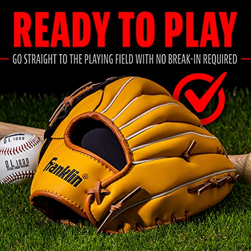 Franklin Sports Field Master Baseball + Softball Glove - Field Master Adult + Youth Baseball + Softball Mitt - Men's + Women's Gloves - color: Tan, style: 12" - Trapeze Web