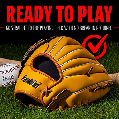 Franklin Sports Field Master Baseball + Softball Glove - Field Master Adult + Youth Baseball + Softball Mitt - Men's + Women's Gloves - color: Tan, style: 12" - Trapeze Web