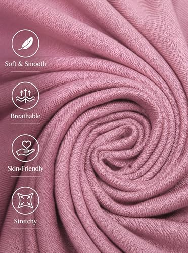 Premium Stretch Cotton Gradient Scarf for Women, Soft Jersey Wrap Shawl, Lightweight Ombre Hijab for Everyday Wear - color: Mctlo2537-purplepink