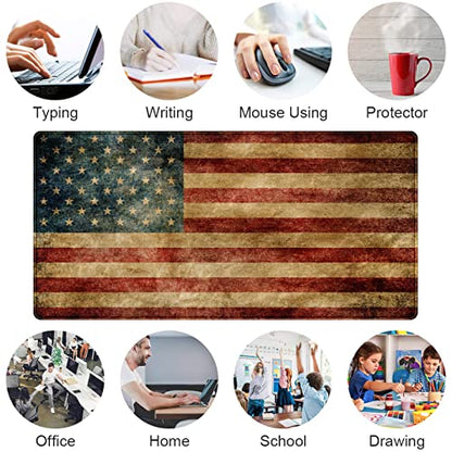 Desk Mat, Extended Gaming Mouse Pad, Large Keyboard Mouse Mat XXL, American Flag Full Desktop Mousepad with Stitched Edges & Non Slip Rubber Base Mice Pad for Office and Home 31.5"x15.75" - color: B-dark Red Flag