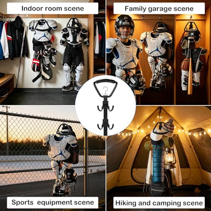 Hockey Equipment Drying Rack | 5 Adjustable Hooks, Space-Saving Wall-Mounted Equipment for Skates, Gloves, Pads, Helmet, Jersey