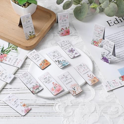 Bible Verse Magnetic Bookmarks - 30 PCs Christian Floral Book Marks for Reading Women Bulk Religious Inspirational Page Markers for Girls Kids Students School Scripture Church Faith Gifts - style: Bible Verse