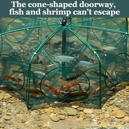 1/2 Pcs Fishing Traps Foldable, Crawfish Trap Minnow Trap Shrimp Net Portable, Crab Fish Traps Cast Nets for Fishing