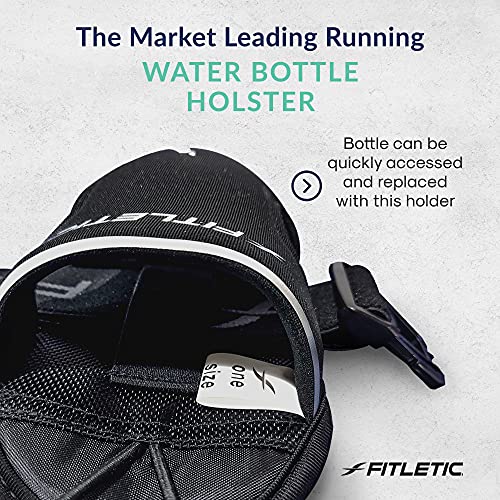 Fitletic - Extra Mile Holster Bottle Add-On, Water Bottle Holder with Clear Water Bottle for Running Belt, Hydration - color: Black - Single, size: 8 Ounces