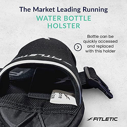 Fitletic - Extra Mile Holster Bottle Add-On, Water Bottle Holder with Clear Water Bottle for Running Belt, Hydration - color: Black - Single, size: 8 Ounces