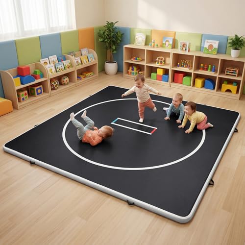 Inflatable Wrestling Mat 10FT / 13FT x 4IN, PVC Portable Wrestling Mats for Home, 4" Thick Jiu Jitsu Mats with Circles for Wrestling, Martial Arts, Jitsu, BJJ, Boxing, MMA, Judo Indoor Outdoor Use - size: 10FT*10FT*4IN