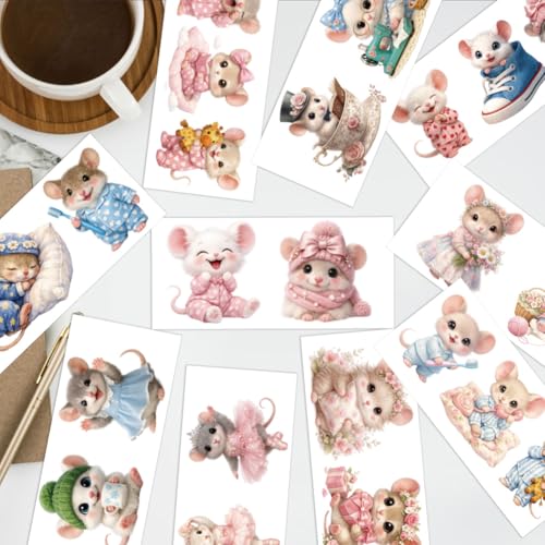 arricraft 10 Sheets Cartoon Mouse Theme UV DTF Cup Wrap for 16OZ Glass, Cute Old Mouse Rub on Decals PVC Transfer Stickers for DIY Cups Window Home Printing Decoration 24x11cm/9.4x4.3inch - style: Cartoon Mouse Theme