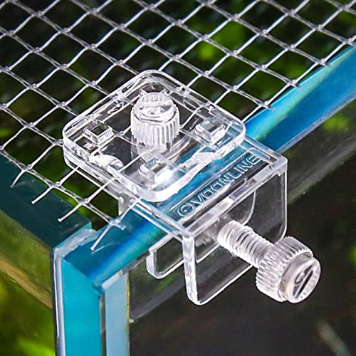 2 Pieces Fish Tank Screen Net Holder Clamp Anti-Jump Net Mounting Clip Multifunctional Transparent Acrylic Clamps, 3.8x2.8x3.3cm
