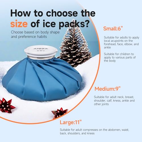 ANMIA Ice Pack Bags with Wrap for Injuries Reusable, Cold Pack Water Bag Hot Bag for Pain Relief, Leak-Proof Elastic Ice Bag - style: Set with Wrap