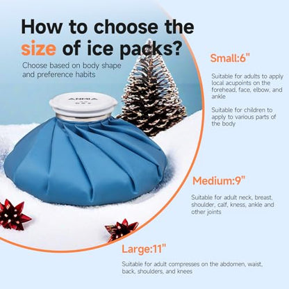 ANMIA Ice Pack Bags with Wrap for Injuries Reusable, Cold Pack Water Bag Hot Bag for Pain Relief, Leak-Proof Elastic Ice Bag - style: Set with Wrap