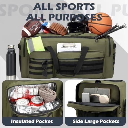 135L Large Duffle Bag, Heavy Duty Duffle Bag for Travel, Extra Large Sports Gym Equipment Bag for Soccer Baseball Basketball Hockey Football, Green - color: Green