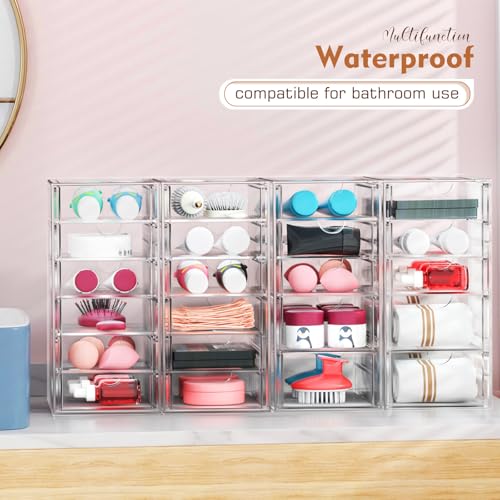 ARSTPEOE 22-Drawer Acrylic Storage & Makeup Organizer for Desk, Bath | Smooth-glide drawers, clear acrylic, stackable, dustproof, wipe-clean, for lipsticks, lip glosses, blushes, pen - size: 22 Drawers