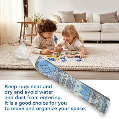 Klmnop 4Pcs Plastic Rug Storage Bag with 10 Ties, Fits Rugs up to 5'×7', 4.5 Mil Heavy Duty Waterproof Rug Storage Bag, Clear Rug Bags for Moving Storage Shipping(19×80Inch)