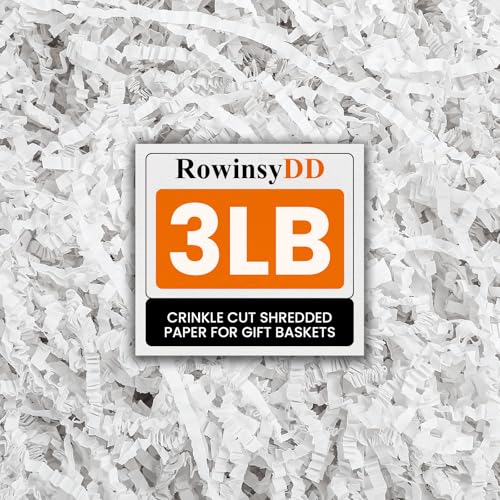 RowinsyDD 3LB White Crinkle Paper Filler, Shredded Paper for Gift Baskets - color: White, size: 3LB