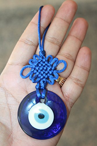 IS4A Talisman - Single Glass Evil Eye Protection - Good Luck Charm, Home, Office, Car Decoration, Blessing Ornament, Reflects Negative Energy (6 Inch) - size: 6 Inch