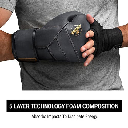 Hayabusa T3 LX Leather Boxing Gloves | Leather Boxing Gloves, Training Gloves Men and Women, Sparring Gloves, Heavy Bag Gloves, 16oz Boxing Gloves, Muay Thai Gloves - color: Obsidian/Gold, size: 12oz