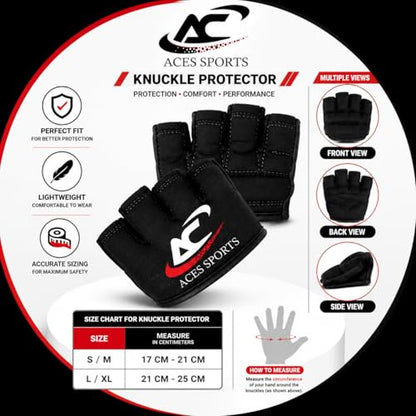 Gel Knuckle Protector, Black MMA Gel Hand Guard, Fingerless Design - size: Large-X-Large