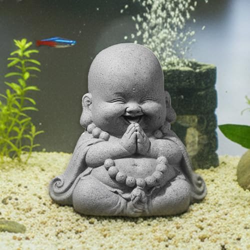 Good Luck Monk Buddha Statue, Aquarium Decor for Fish Tank, Zen Ornament | Resin Buddha statue for fish tank & aquarium decor. Non-toxic Zen ornament. Sturdy for fresh & saltwater tanks - color: Prayer Buddha