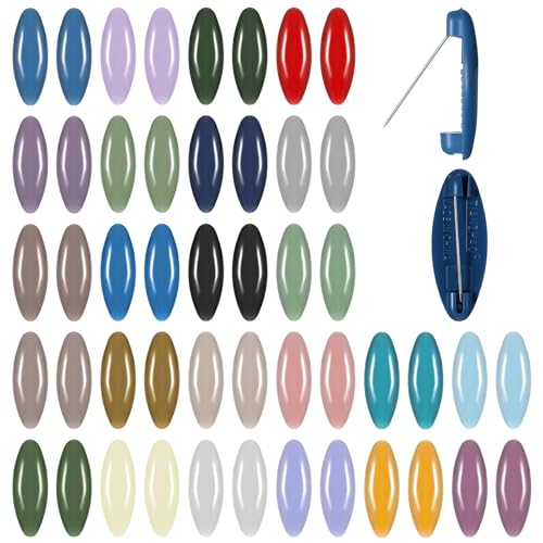 48 Pcs Hijab Pin, Hijab Pins for Women & Scarf Pin, Colorful Plastic Hollow Oval Headscarf Pins (1.38×0.51 Inch), Secure Locking for Scarves, Hijabs & Clothing