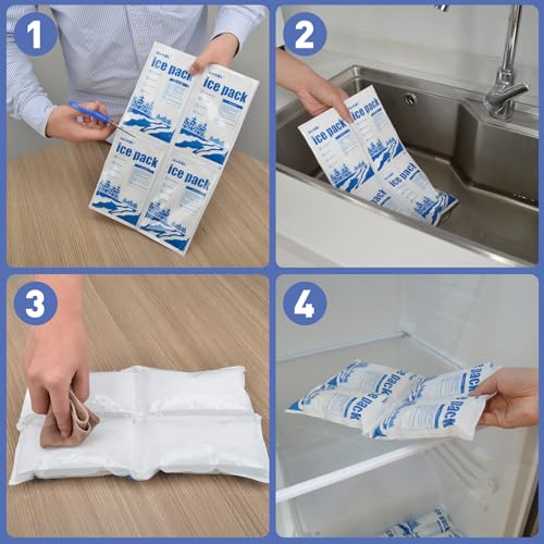 Dry Ice Packs for Shipping Non-Stick for Food TUV and SGS Tests Double-Sided Absorption Long Lasting Shipping Cold Packs for Coolers Lunch Bags Freezer