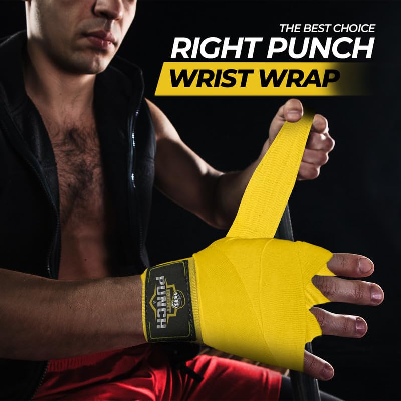 ProShield Boxing Wraps| 180-Inch Bandages| Boxing Hand Wraps Protection for Muay Thai MMA and Kickboxing - color: Yellow, size: 157"