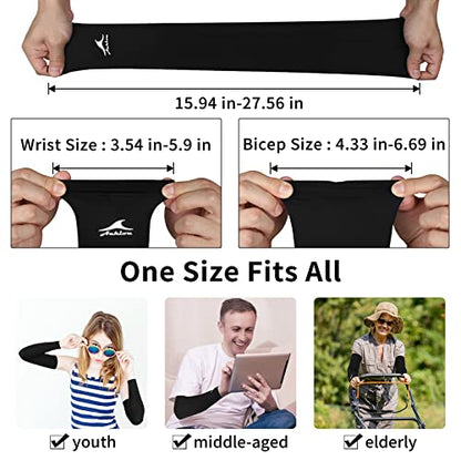 Achiou Cooling Ice Silk Arm Sleeves, Summer UV Sun Protection Compression Sleeves UPF 50+ for Women Volleyball Youth Sports - color: 2 Pairs: 1 Pair Black, 1 Pair White