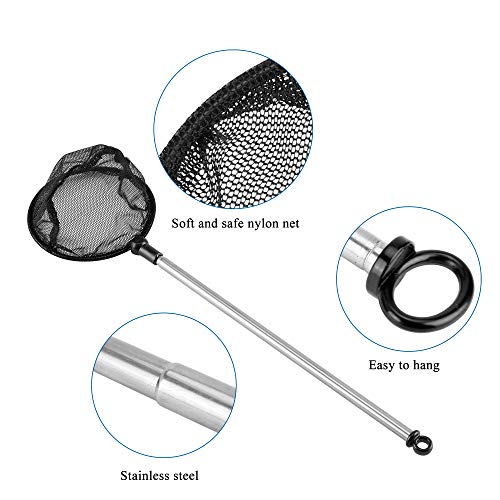 Lpraer Aquarium Fish Net with Extendable Stainless Steel Long Handle Fine Mesh Net for Fish Tank - size: 3.5 inch