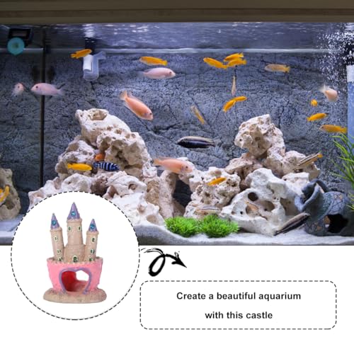 Aquarium Decoration Castle Fish Tank Ornament Fish Hidden Cave Landscaping Castle Model for Fresh and Saltwater Tanks 4.52 X 2.95 X 2.36 in