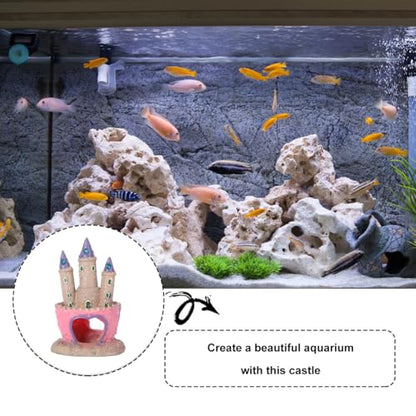 Aquarium Decoration Castle Fish Tank Ornament Fish Hidden Cave Landscaping Castle Model for Fresh and Saltwater Tanks 4.52 X 2.95 X 2.36 in