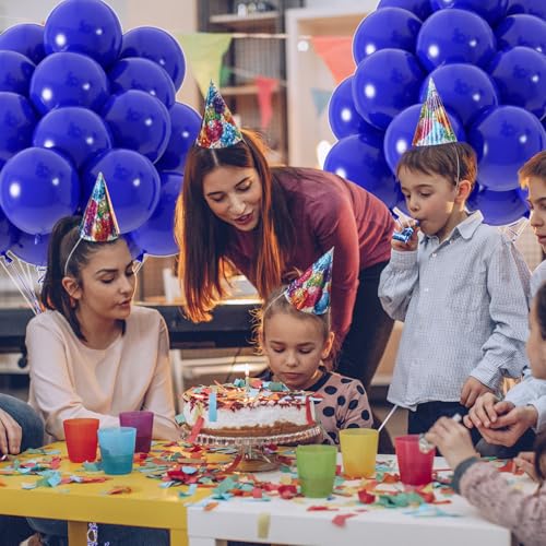 50pcs Royal Blue Balloons, 12inch Helium Quality Dark Blue Party Balloons for Birthday Graduation Baseball Party 4th of July Backdrops (with Ribbon & Glue) - color: Royal Blue
