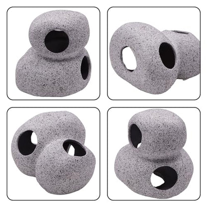 Aquarium Decorations Rock, Ceramic Shelters - Shrimp Habitat, Breeding Tube, Hiding Cave, Fish Tank Decor Pleco Cave for Betta Fish, Amano Cichlid Bonsai to Play, Hide and Rest (Stack Stone Cave)