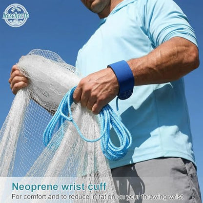 Cast Net 3ft-8ft Radius American Monofilament Fishing Net 3/8 Mesh Fish Throw Net for Bait Trap, Casting Net with Heavy Duty Sinker, Professional Grade Saltwater Bait Fish - size: 4ft Radius