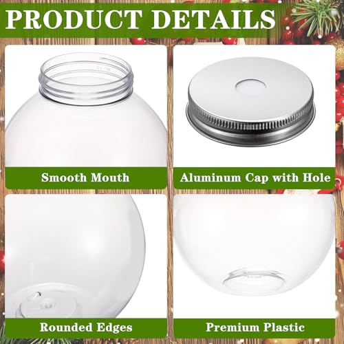 12 Packs Plastic Ivy Bowls Clear Fish Bowls with Lid and Straws, 16.9 oz Ball Shape Clear Drink Bowl Summer Drink Cups, Spherical Bulb Cups for Candy, Party Favors,Drinks