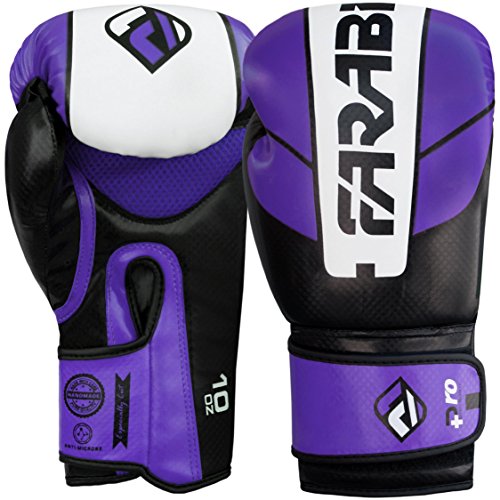 Farabi Pro Safety Tech Fighter MMA, Muay Thai Training Sparring Boxing Kickboxing Punching Gloves Mitts - color: Purple/White/Black, size: 10 Oz
