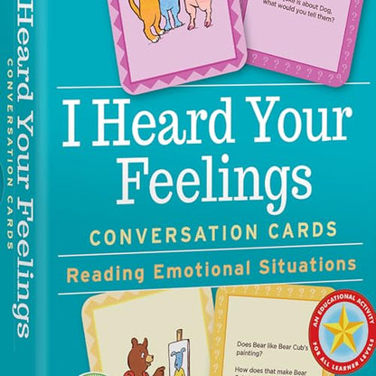 eeBoo: I Heard Your Feelings - 48 Conversation Flashcards, Develops Empathy Through Friendly Illustrations of Emotional Situations, Develop Social and Emotional Intelligence, for Ages 3 and up - style: I Heard Your Feelings