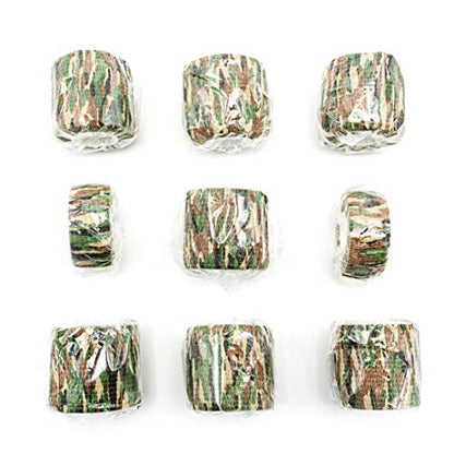 FRESINIDER 9 Rolls Self Adhesive Wrap Athletic Tape Gauze, Breathable Elastic Cohesive Bandage for Sports Injury & Pet (7 Pcs 2" x 5 Yards + 2 Pcs 1" X 5 Yards) (Asian Tiger Camo) - color: Asian Tiger Camo