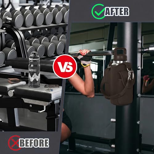 icolor Magnetic Gym Bag Water Bottle Carrier Holder with Phone Pockets & Shoulder Strap,Gym Magnetic Bag 5 Built-in Magnets Gym Accessories Organizer Sling Bottle Bag Pouch Sleeve - color: Brown