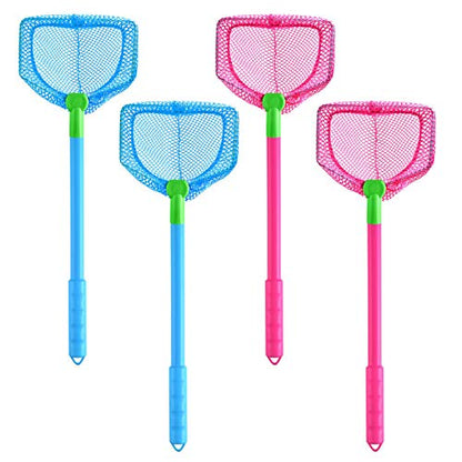 Coopay 4 Pieces Fishing Net Catching Bug Nets Fish Butterfly Nets Beach Toys for Kids Outdoor Playing (Blue, Rose Red) - color: Blue, Rose Red