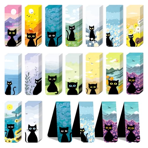 96 Pieces Magnetic Bookmarks Magnet Page Markers - Book Marks for Reading Women & Men with Storage Boxes - Gifts for Cat Lovers, Cute Magnet Bookmark Clips for Reading Pleasure (Cat Style A) - size: 96, style: Cat Style A