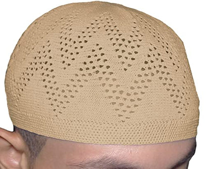 bonballoon Wholesale Kufi Lot of 3 Pcs Colors Muslim Koofi Kofi Hat Topi Cotton Turkish Skull Cap Islamic Muslim Islam Prayer Takke Knit Style Helmet Liner Hats Caps for Men, One Size