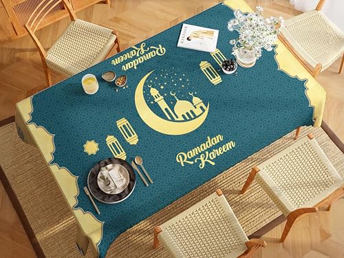 OLEEK Ramadan Table Cloth (87x51in)- Ramadan Decorations for Home 2026 - Ramadan Table Cover - Ramadan Gifts - Ramadan Decor - Ramadan Decorations for Table - Ramadan Decoration زينة رمضان كريم ديكور