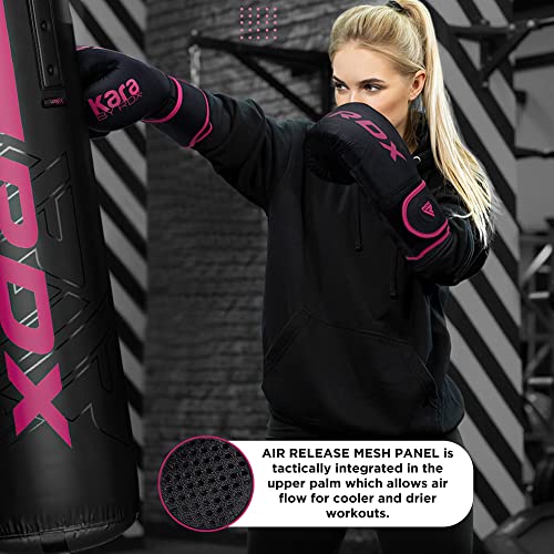 RDX Boxing Gloves, Pro Training Sparring, Maya Hide Leather, Muay Thai MMA Kickboxing, Men Women Adult, Heavy Punching Bag Focus Mitts Pads Workout, Ventilated Palm, Multi Layered, 8 10 12 14 16 18 Oz - color: PINK, size: 14 OZ