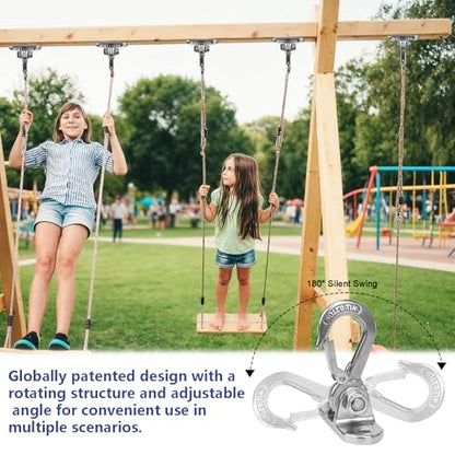 Heavy Duty Swing Hanger Stainless Steel 304 Antirust,800 lb Capacity 180° Silent Swing, Playground Porch Swing Set Indoor Outdoor - size: 2 Holes-180°