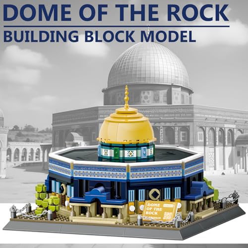 Dome of The Rock Building Blocks Set Islamic Architectural Model Bricks Toys for Kids Muslim Gifts for Kids Adult 983 Pieces - color: Gray, Brown, White